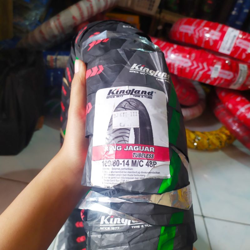 DIJAMIN ORI BAN LUAR TUBLES 100/80-14 KINGLAND BAN LUAR RING 14 BAN LUAR MOTOR BAN LUAR TUBLES KINGL