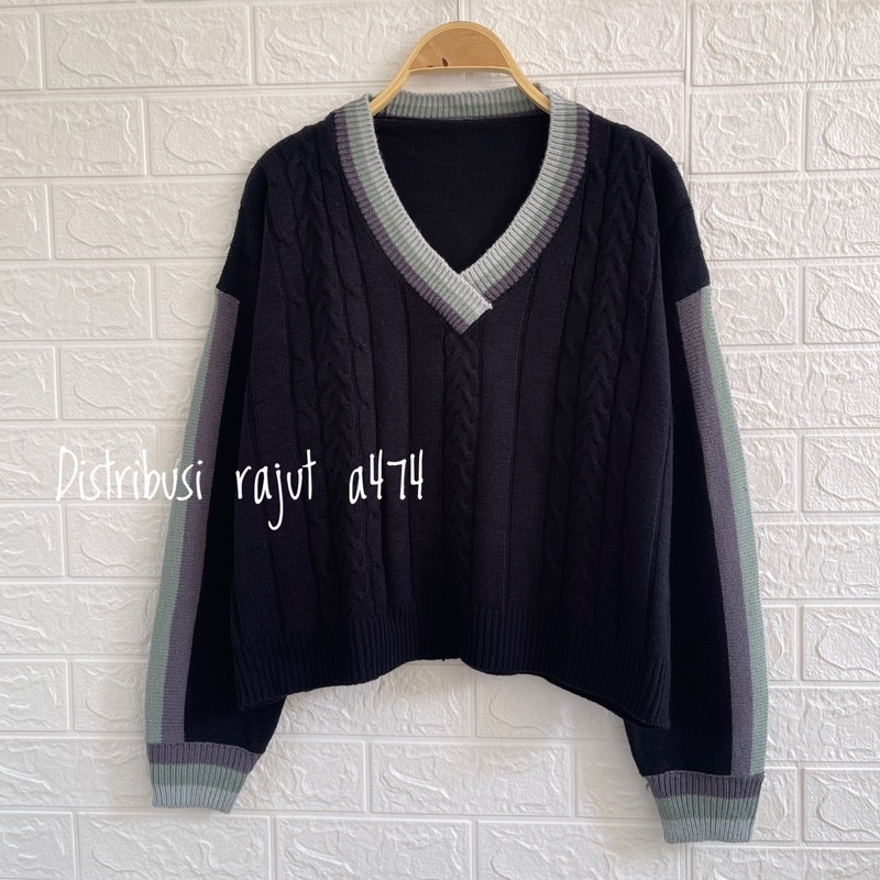 LUNA KNITS SWEATER  RAJUT CROP TOP MOTIF CABLE