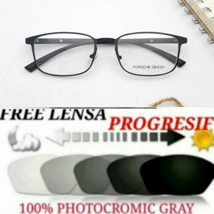 Kacamata Minus Pria - Kacamata Minus Pria/Lensa Progresif Photocromic/Hitam-Minus/Plus