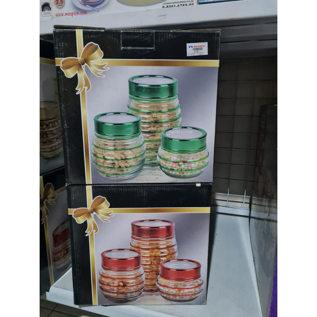 

Toples Set Kaca BISTRO 3pcs BO 330 Tempat Kue Kering Wadah Permen