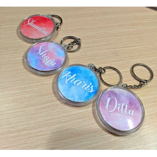 PROMO custom gantungan kunci akrilik inisial nama untuk hadiah souvenir
