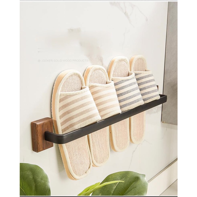 Shower Pintu Belakang Kayu Solid Drain Penyimpanan Sepatu Rak Wall Hanging Sederhana Pintu Baru 2021 Home Kamar Mandi Sandal Rak