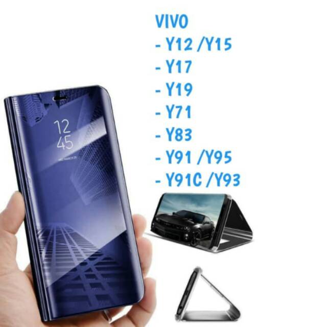 VIVO Y12 Y15 Y17 Y19 Y71 Y83 Y91 Y95 Y91C Y93 CLEAR VIEW FLIP COVER MIROR STANDING Case Casing KVIEW Magic mirror Flipcover