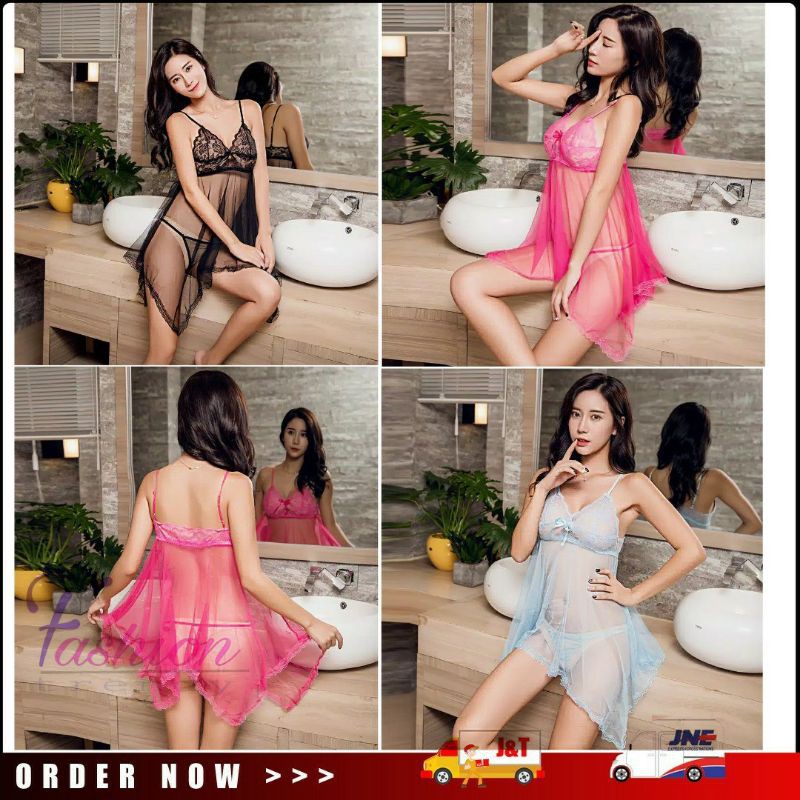 (COD) baju tidur wanita sexy S M L XL Sexy Lingerie Transparan kado pernikahan cewek Seksi hot Gstring