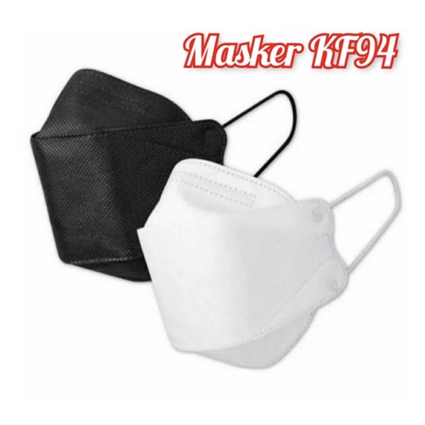 Masker KF94 KF 94 Isi 10 Pcs Warna Hitam Putih 4 Lapis 4Ply Ori