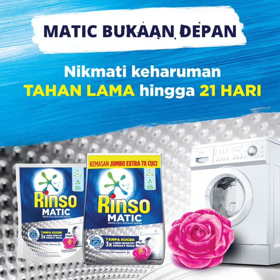 DETERJEN BUBUK RINSO MATIC MESIN CUCI BUKAAN DEPAN 1.8KG LAUNDRY DETERGENT