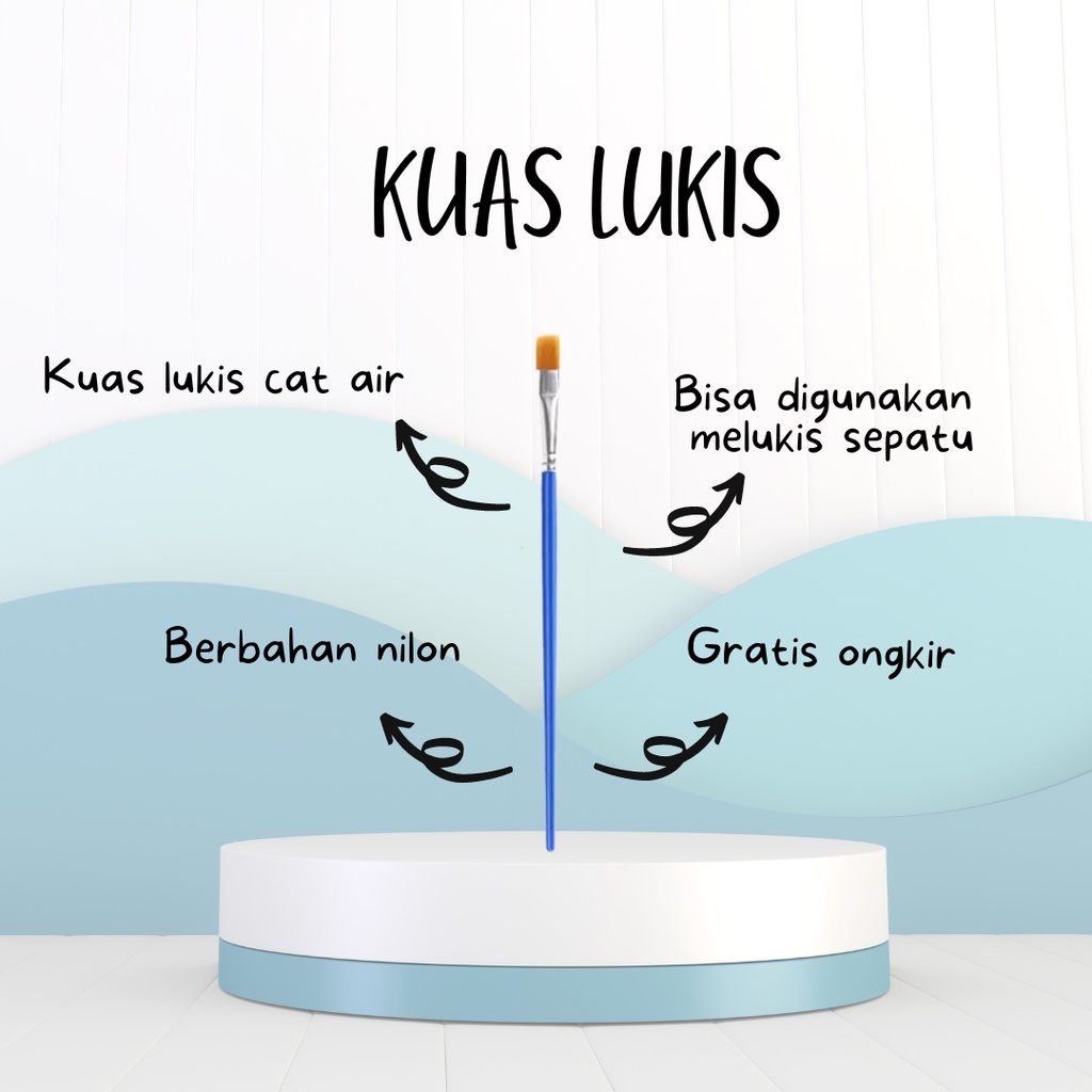 kuas lukis FLAT atau GEPENG bahan nilon warna biru