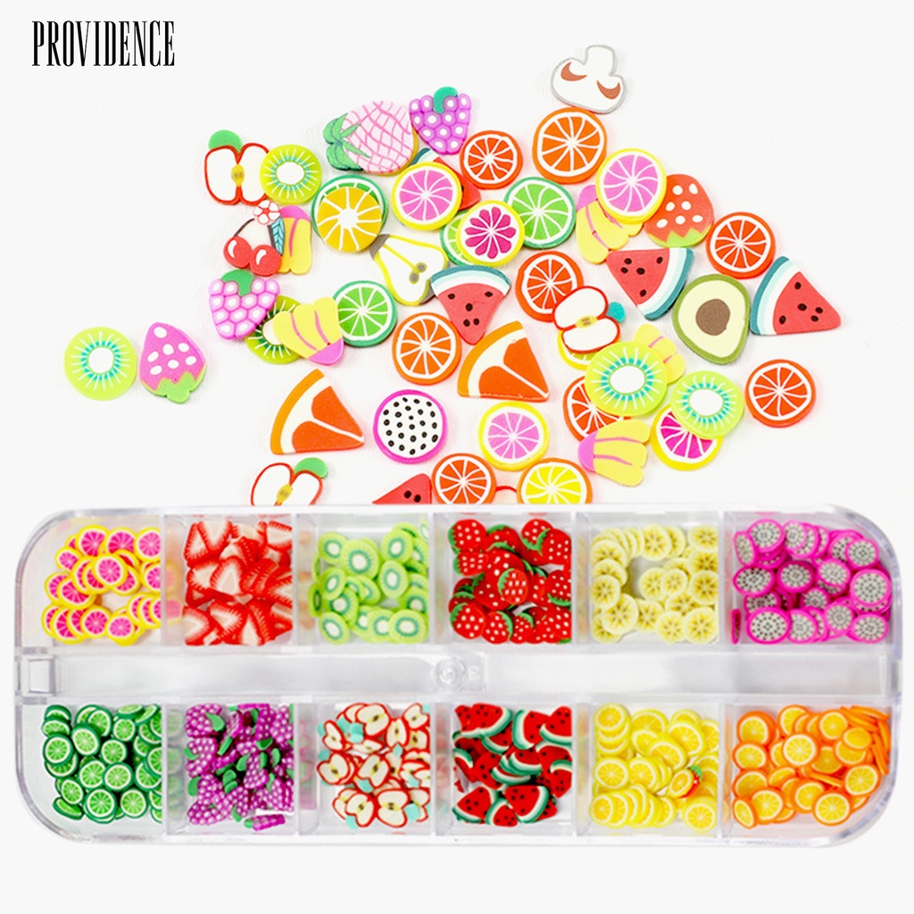 Providence 1 Kotak Charms Dekorasi Nail Art / Manicure DIY Bentuk Buah 3D Multi Warna Bahan PVC Anti Air