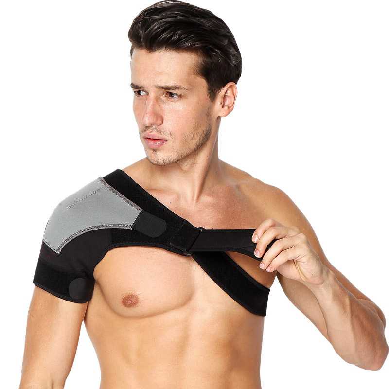 Shoulder Support Brace Guard Wrap Belt Fitness / Penyangga Penopang Penahan Bahu Tangan Kanan Kiri Cedera Patah Tulang Bungkuk Pasca Operasi Shoulder Olahraga Pria Wanita / Deker Pelindung Bahu Tangan Cedera Olahraga Kanan Bulutangkis Gym Futsal Lp Ninja