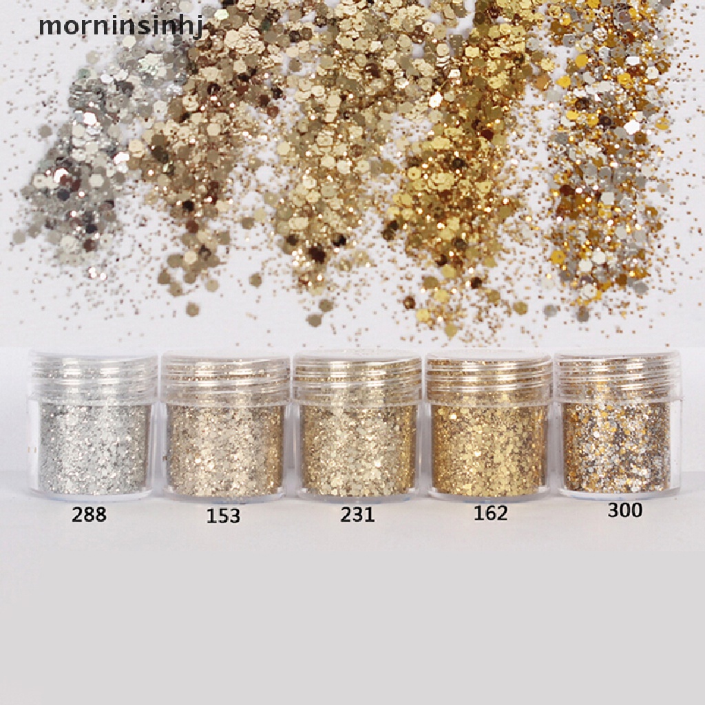 Mornin 10ml Bubuk Glitter Sequin Warna Silver Untuk Nail Art