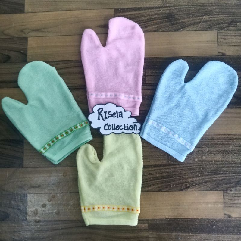 3 Pcs Waslap Mandi Bayi Jari dan Kotak