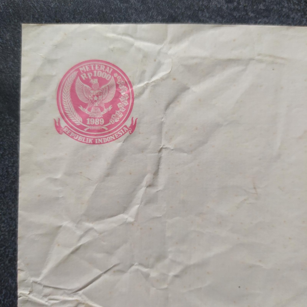 

Kertas Segel Rp 1000 Tahun 1989 Single