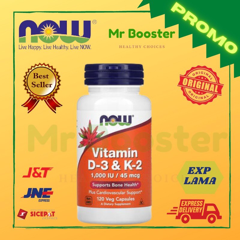 NOW FOODS VITAMIN D-3 K-2 1000 IU 45 MCG 120 CAPS FOOD D3 K2 1000IU