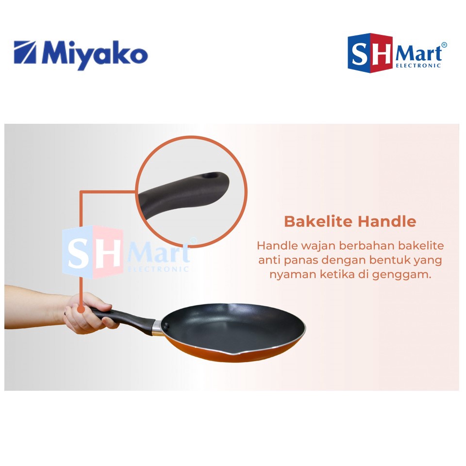 FRY PAN MIYAKO TEFLON ANTI LENGKET FP-18A / FP-20A / FP-22A PANCI PENGGORENGAN 18CM,20CM,22CM WITH BIBIR TUANG