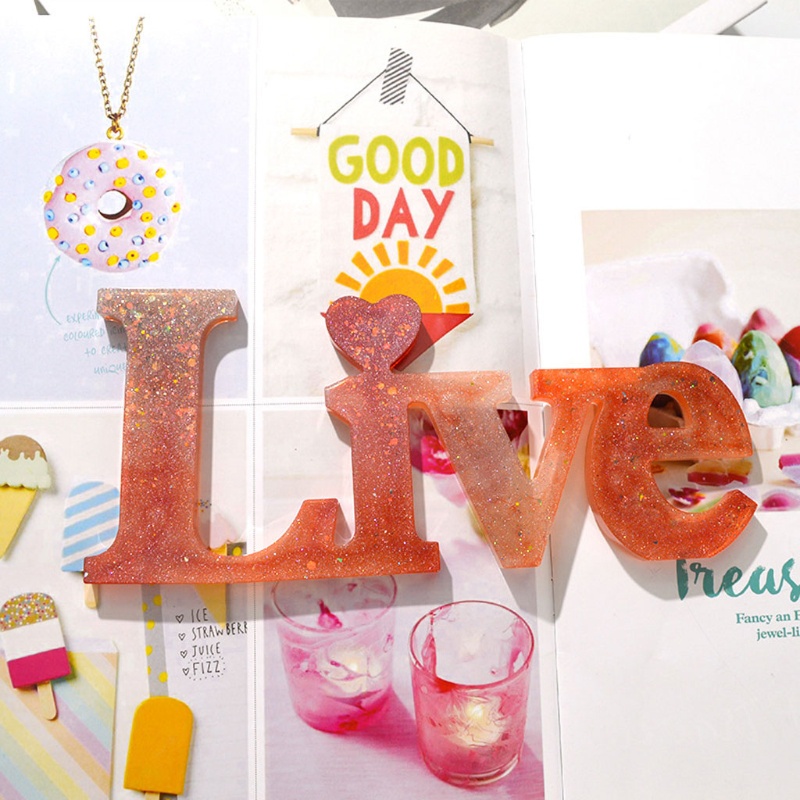 SIY  DIY Hello Blessed Live Letter Resin Casting Molds English Letters Love Pendant Silicone Jewelry Resin Mold Craft Tools