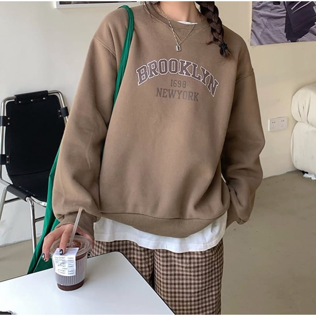 CREWNECK SWEATER WANITA NEW BROOKLYN 1698 - ATASAN HALUS TEBAL TERLARIS