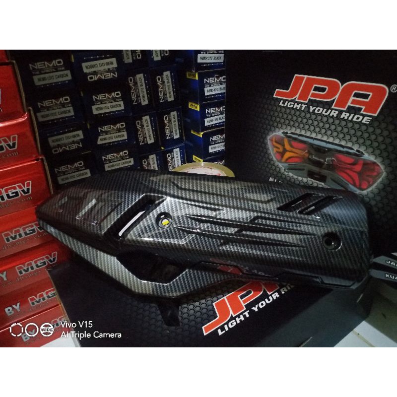 PELINDUNG KNALPOT PCX 2021 (BLK CBN)TUTUP COVER KNALPOT  PCX 160 NEMO CARBON (ABS ORIGINAL100%)