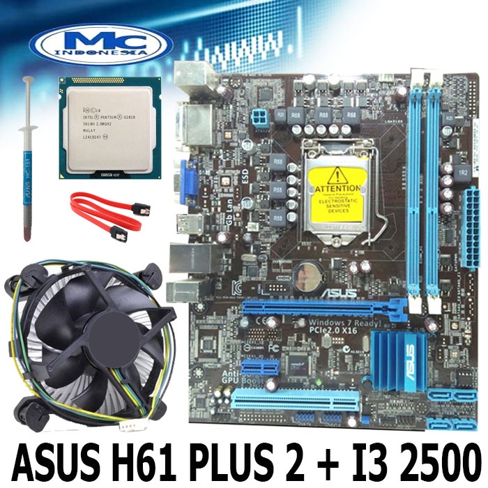 Mainboard Mobo Motherboard P8H61 PLUS 2 + I5 2500 PAKET LENGKAP