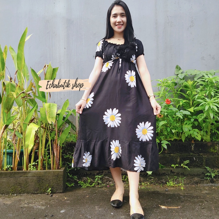 DASTER/DRES CASANDRA POLOS BALI-DAISY HITAM