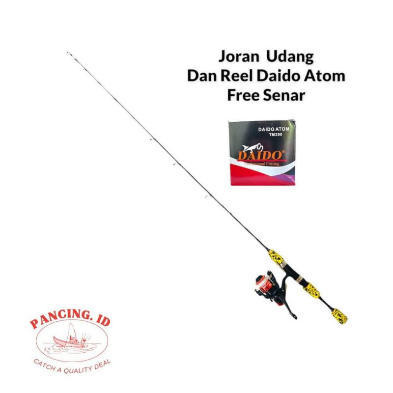 Sepaket Joran udang 1-3lb 120cm dan reel daido atom