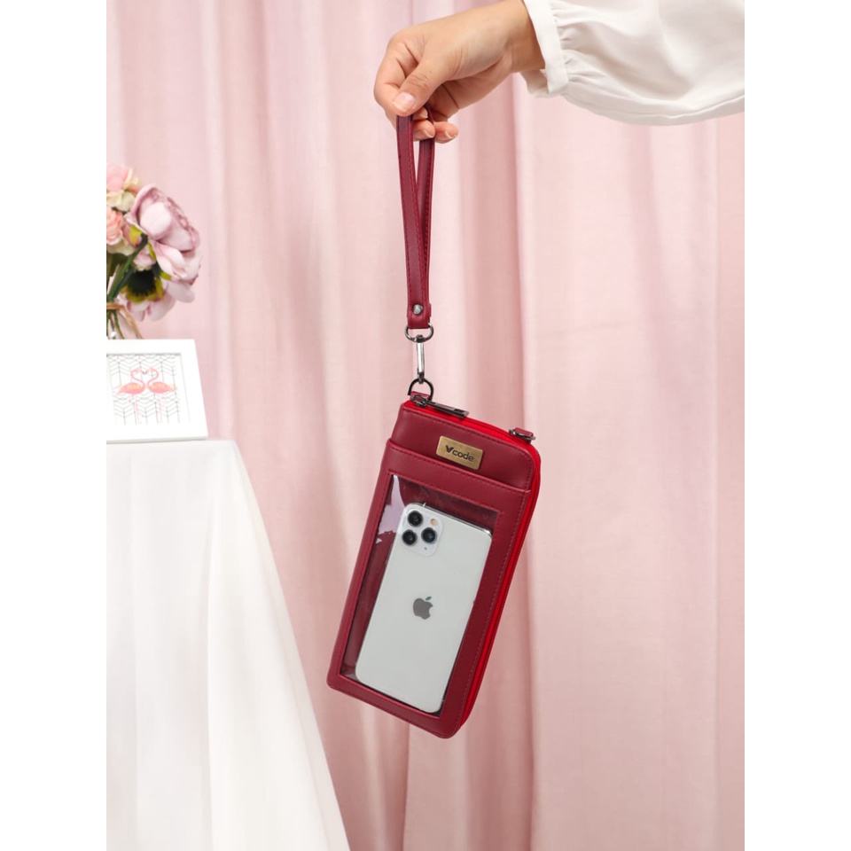 DOMPET HP SELEMPANG WANITA MAROON BERKUALITAS ORIGINAL BY ABEECASE VCODE SYNTESIS PREMIUM