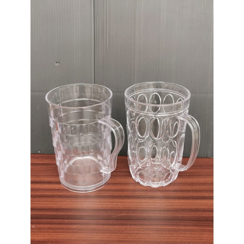 Gelas Mug Plastic Plastik Bening Crystal Kristal 500ml