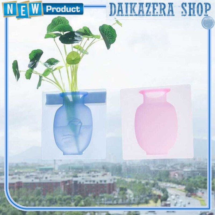 Pot Tanaman Hias Silicon Tempel Dinding Sticky Wall Vase - Putih