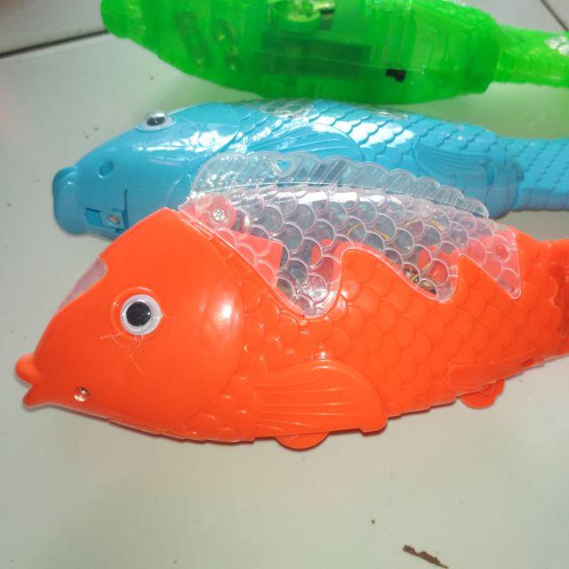 mainan ikan bening lampu dengan full musik bisa jalan charger baterai