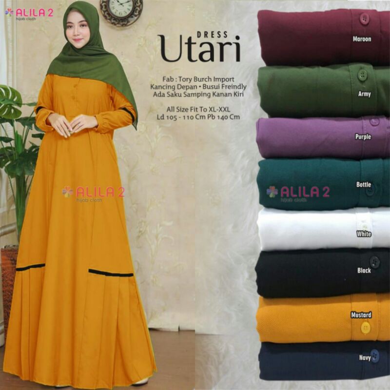 (RESTOK) GAMIS //DRESS UTARI BY ALILA // GAMIS BAHAN TORY BURCH