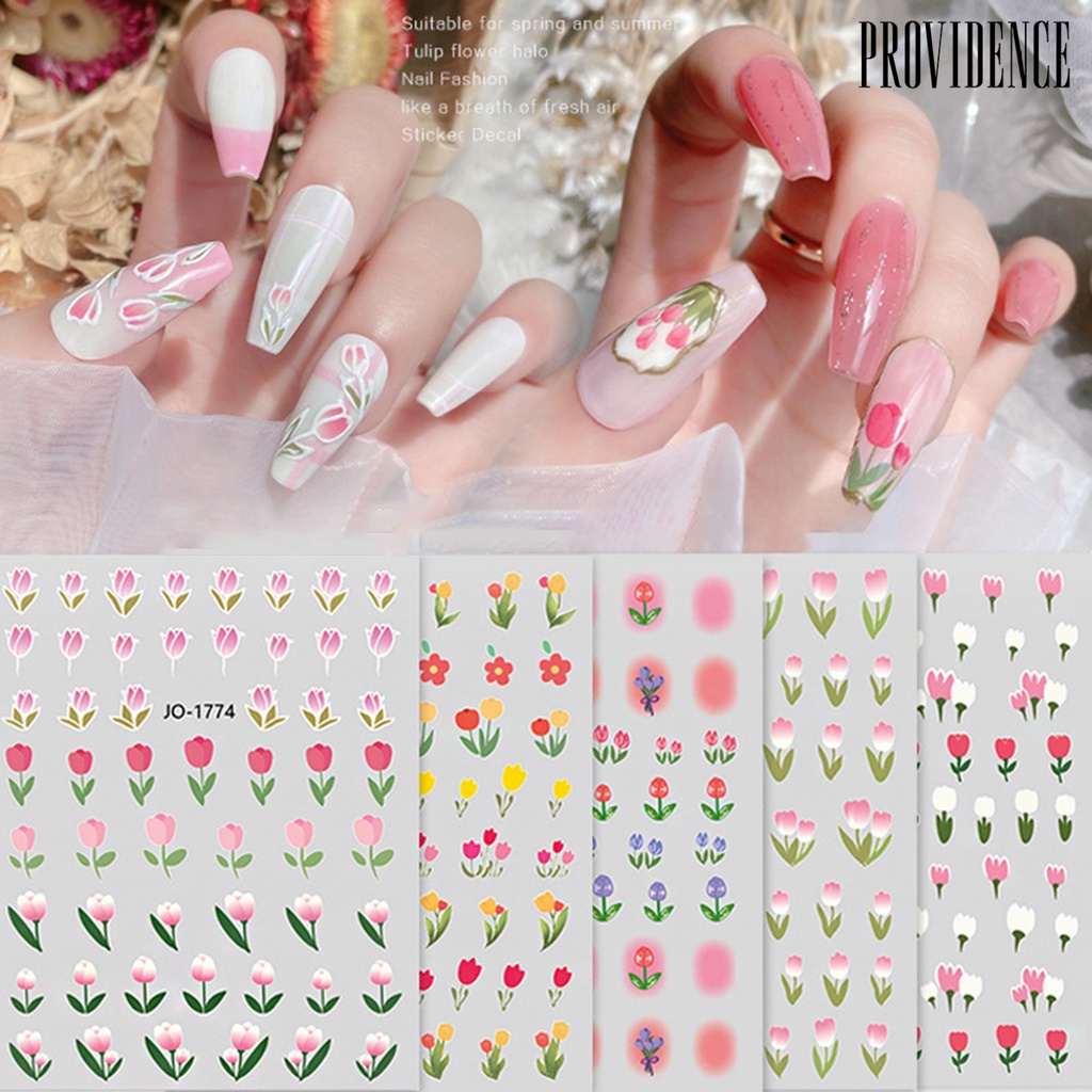 Providence Stiker Kuku DIY Gambar Bunga Tulip Untuk Nail Art