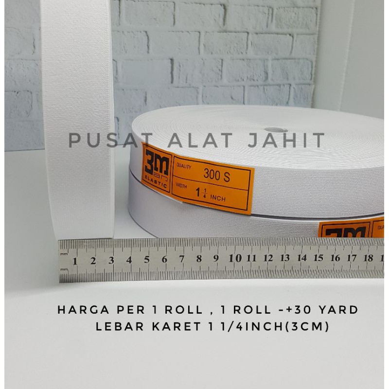 Karet Elastis Putih 3m 3 cm Per Roll