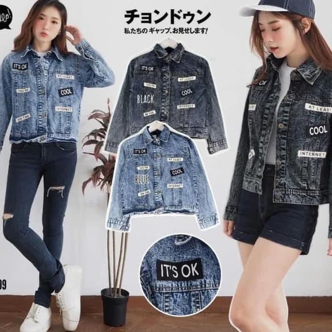 JAKET OUTER WANITA LUCU BAHAN JEANS LEVIS BORDIRAN SUPREME BEST QUALITY