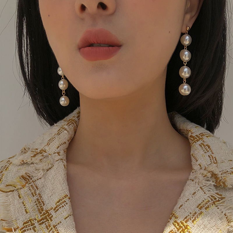 Anting Panjang Hias Mutiara Gaya Retro Korea Untuk Wanita