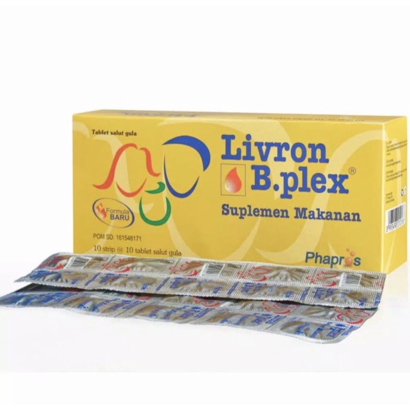 Livron B plex strip 10 tablet ( multivitamin menjaga daya tahan tubuh )