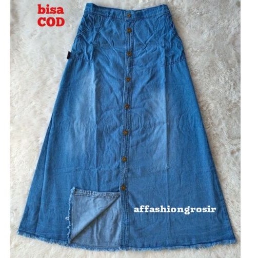 Rok jeans  button skirt panjang dewasa/rok jeans wanita-1
