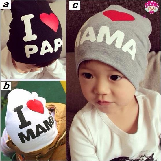 Topi Kupluk Bayi I Love Mama Papa Topi Kupluk Anak Bayi Import Elastis Kupluk Anak Nyaman Digunakan