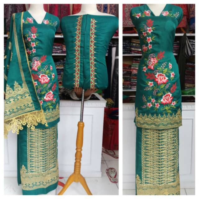 Bahan Baju Kurung Bordir set Selendang Couple
