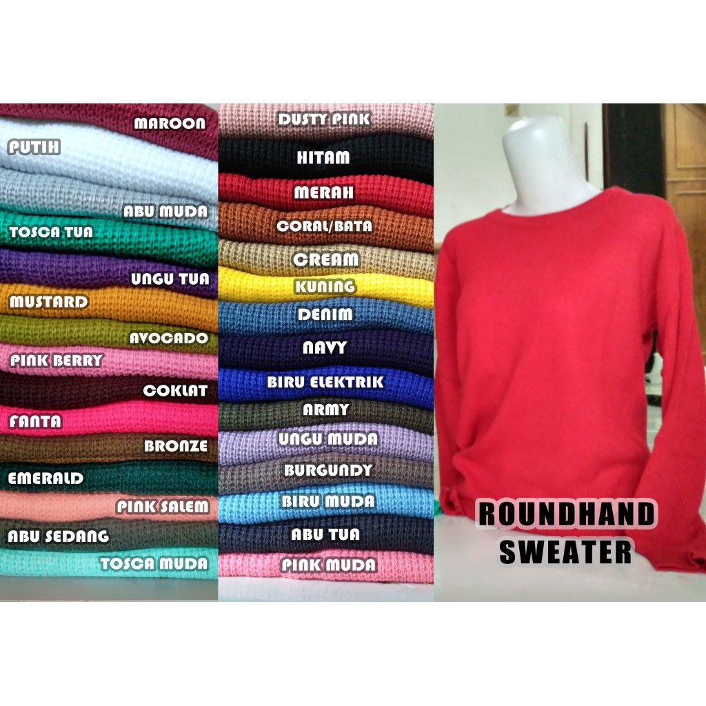 SWEATER ROUNDHAND    baju rajut korea   atasan wanita   sweater rajut wanita   grosir rajut bandung
