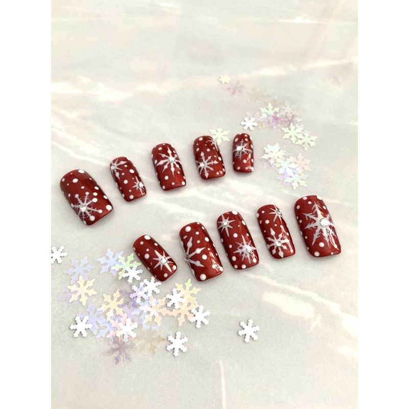 set handmade press on nails/fake nails/kuku palsu custom natal