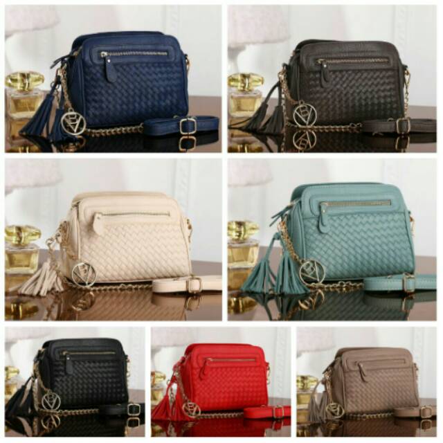 Bottega Veneta selempang 16391# 3ruang bahan kulit rajut kualitas Semi Premium
