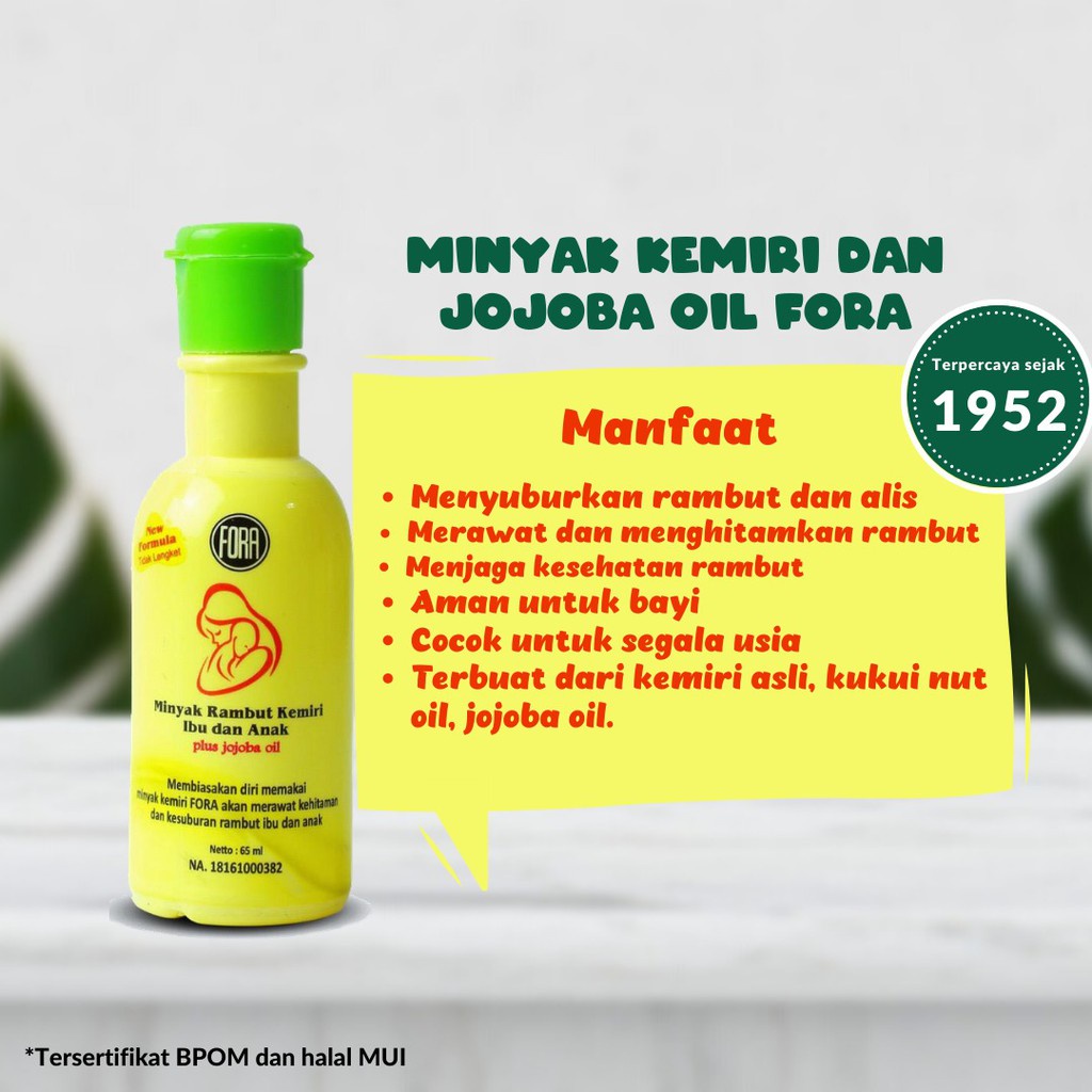 FORA Minyak Kemiri 65ML - Penebal Alis - Penebal Rambut - Candlenut Oil Anak Bayi