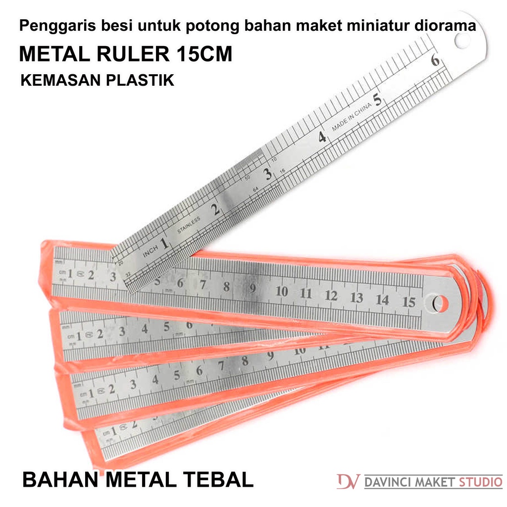 

Penggaris Besi 15cm Logam Alat Bantu Potong Maket Diorama - Iron Metal Ruler