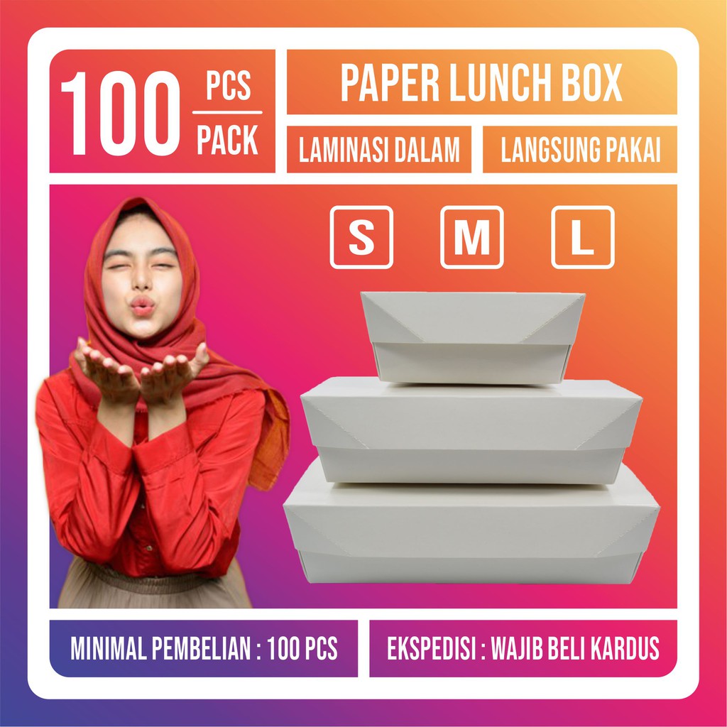 

lunch box Paper/kotak makan/Mie ayam/Nasi Goreng/Size M DPE Food Grade