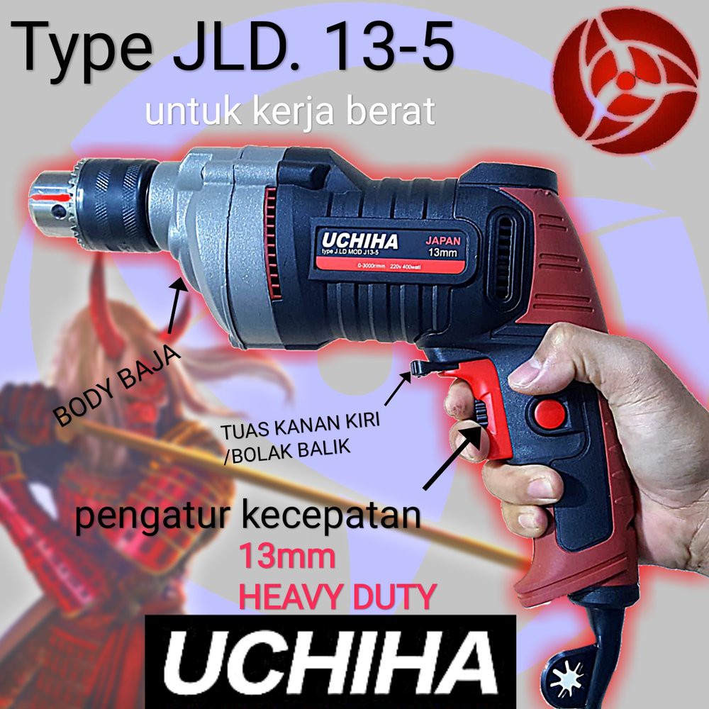 mesin bor 13mm uchiha type 13-5 heavy duty untuk kerja berat non stop Murah