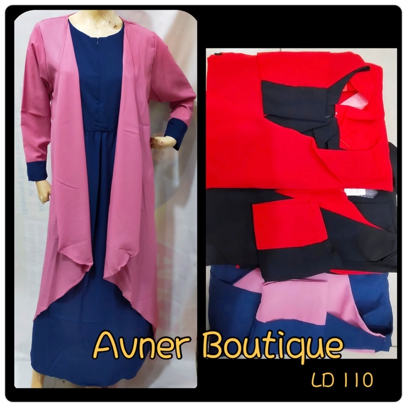 Gamis Dress Panjang Rompi Cardigan Wanita Import fashion modis