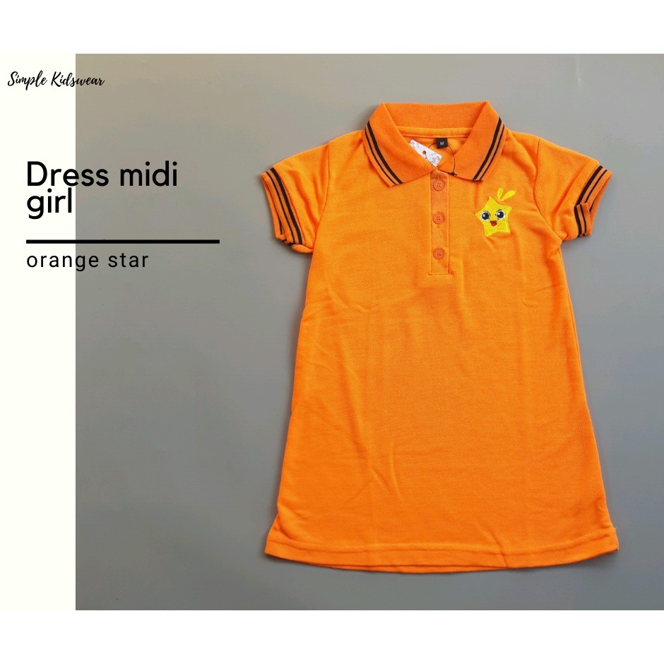 Dress Pendek Anak Perempuan |DRESS MIDI GIRL | ORANGE STAR | [DMG-OS]