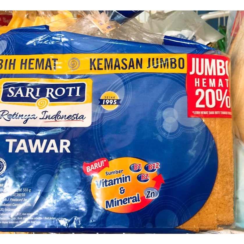 Jual SARI ROTI Roti Tawar - Kemasan Jumbo 555 gr Indonesia|Shopee Indonesia