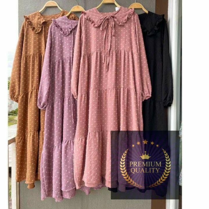 SALEE.. ZULFA MIDI DRESS / DRESS WANITA / MIDI DRESS CRINKLE URAGIRI / MIDI DRESS DOTY  DRESS WANITA