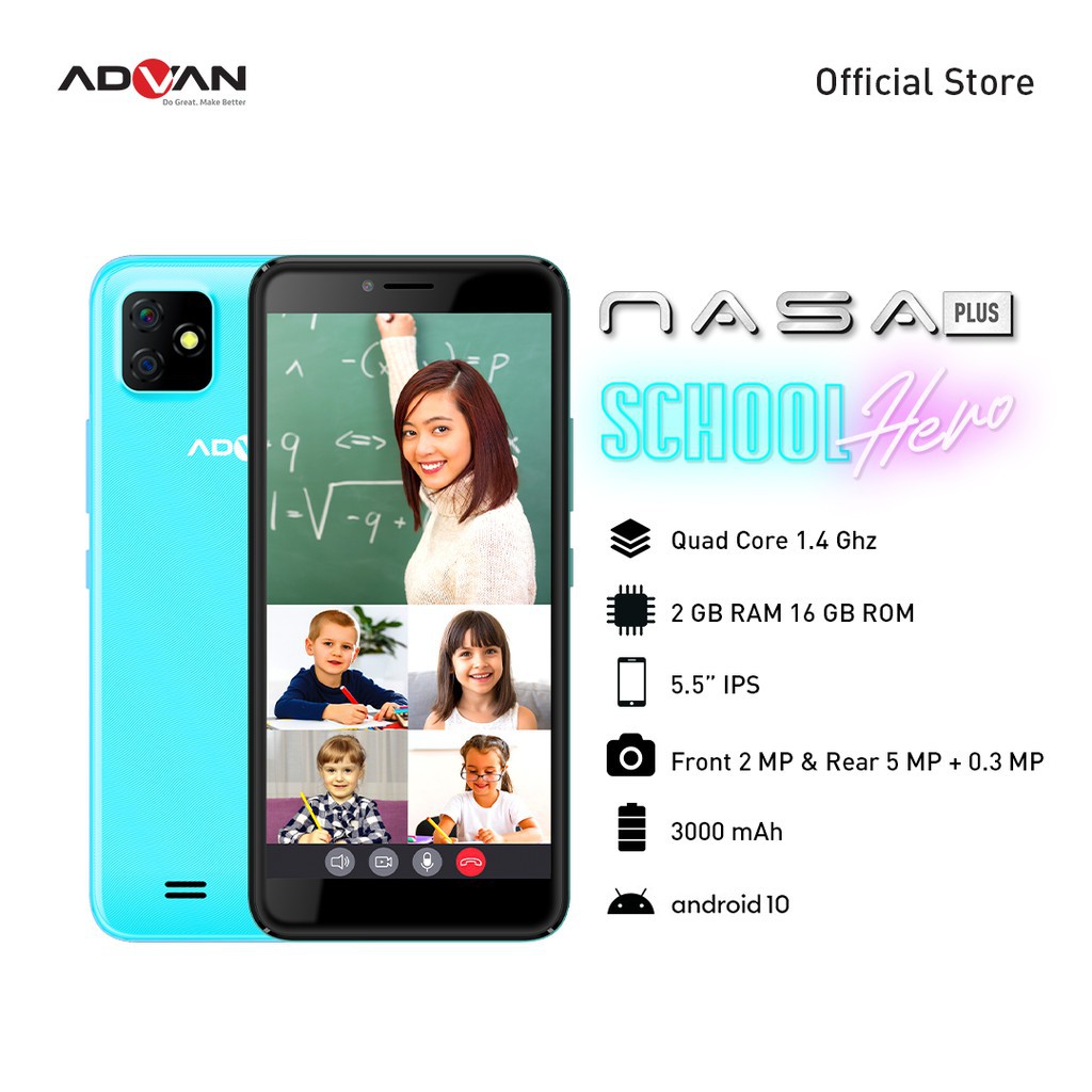 Advan Nasaplus 2GB 16GB Smartphone Android10 Quadcore Garansi Resmi (Blue)