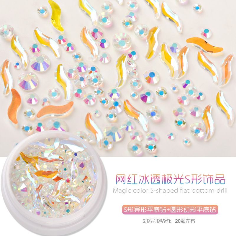 100PCS HOT NEW ITEM MIX AURORA FLAT BOTTOM NAIL ACCESORIES / RHINESTONE AURORA CRYSTAL CLEAR BEST CHOICE